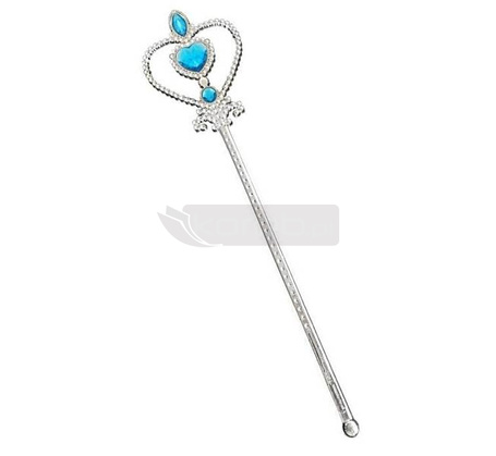 Różdżka Srebrna z niebieskimi kamieniami 32cm