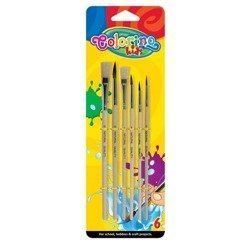 Pędzle szkolne drewniane 6 szt Colorino