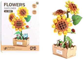 Puzzle 3D drewniane kwiaty słonecznik