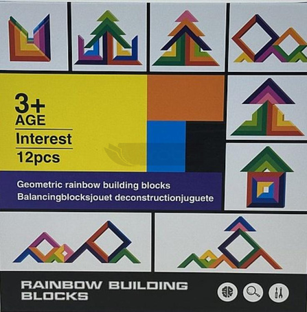 Klocki drewniane tęczowe kreatywne