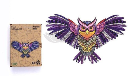 Puzzle drewniane eko 120 Magiczna sowa A3