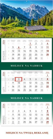 Kalendarz 2026 ścienny trójdzielny Góry
