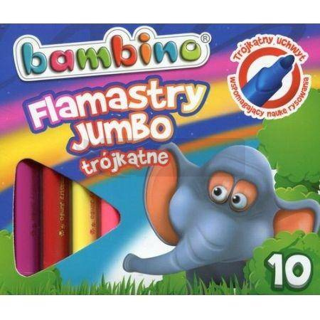 Flamastry trójkątne Jumbo 10 kolorów BAMBINO