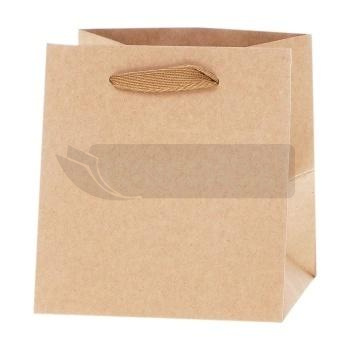 Torebka Lux kraft 14x13x13cm szerokie dno ROZETTE