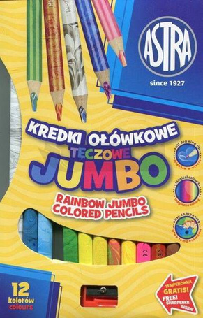 Kredki ołówkowe tęczowe Jumbo 12 kolorów ASTRA