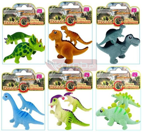 Dinozaury flokowane mama i dziecko MIX