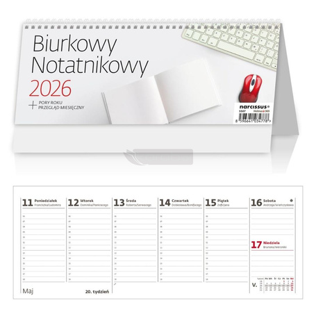 Kalendarz 2026 biurkowy tygodniowy Notatnik HELMA