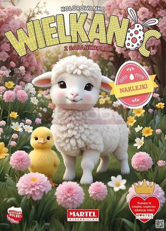 Kolorowanka Wielkanoc z barankiem z naklejkami