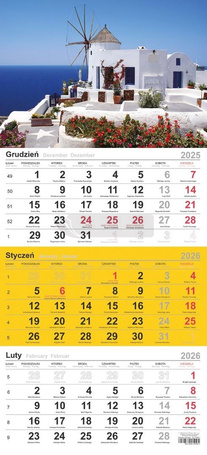 Kalendarz 2026 trójdzielny Grecki młyn