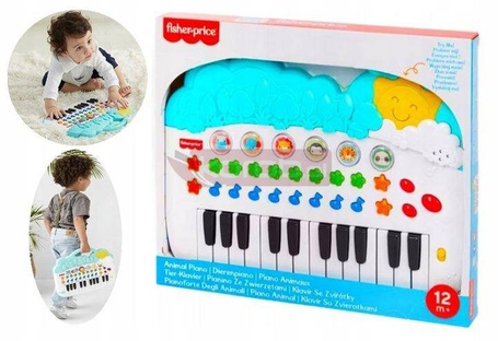 FISHER PRICE PIANINKO ZE ZWIERZĄTKAMI interaktywna zabawka dla malucha +12 22318