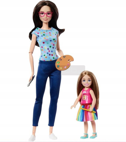 LALKA BARBIE + CHELSEA ARTETERAPEUTA zestaw do zabawy z dwiema lalkami HRG48