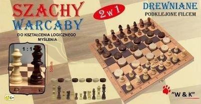 Szachy i warcaby 2w1 drewniane 29x29cm