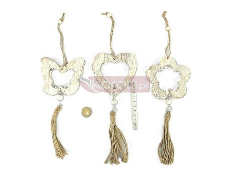 Zawieszka drewniana ze sznurkiem MIX