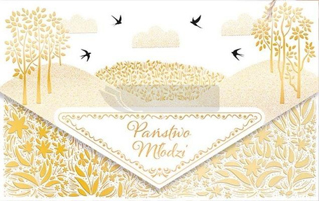 Karnet koperta A5 Ślub Złota łąka