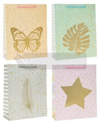 Torebka ozdobna 18x24x8cm hot-stamp mix ROZETTE