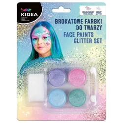 Farbki do twarzy brokatowe 4 kolory KIDEA