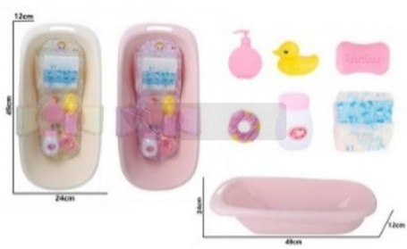 Wanienka do kąpieli lalki + akcesoria 24x49x12cm