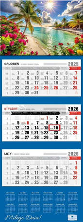 Kalendarz 2026 trójdzielny premium topiki