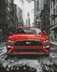 Diamentowa mozaika - Czerwony mustang 40x50cm