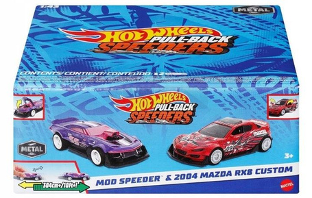 HOT WHEELS PULL-BACK SPEEDERS zestaw 2 aut MOD SPEEDER & 2004 MAZDA RX8 HWH53
