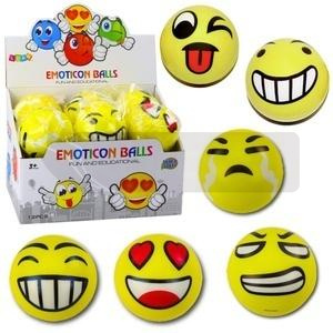 Piłka do odbijania Emotka żółta 10cm MIX