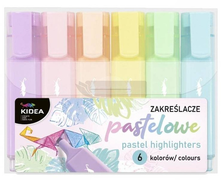 Zakreślacze pastelowe 6 kolorów KIDEA