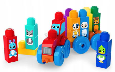 MEGA BLOKS KLOCKI TRAKTOR ZE ZWIERZĄTKAMI zestaw dla malucha +18 m-cy JKG33