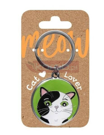 Brelok dla kociarzy - czarno-biały kot