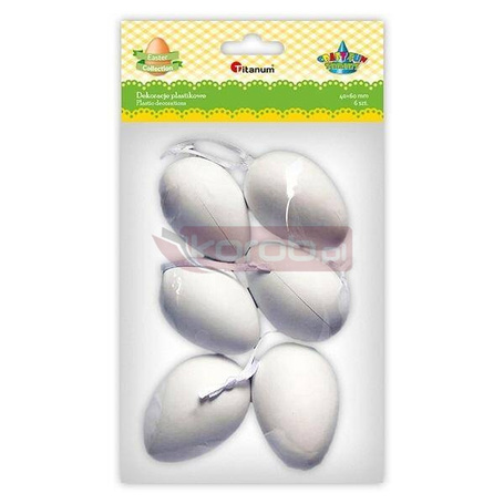 Zawieszki plastikowe jajka 40x60mm białe 6szt