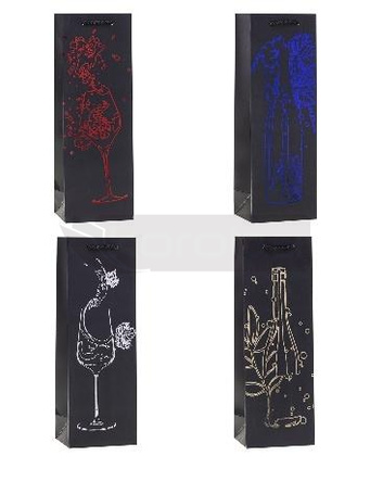 Torebka ozdobna na butelkę 12x36x9cm mix ROZETTE