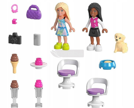 MEGA BLOKS KLOCKI BARBIE zestaw klocków KABRIOLET I STOISKO Z LODAMI +6 lat HPN78