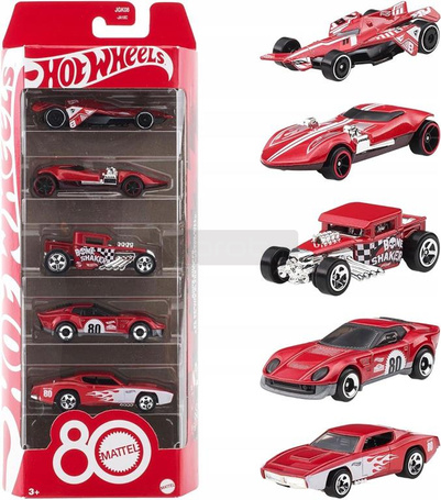 HOT WHEELS PIĘCIOPAK ZESTAW 5 AUT 80-lecie firmy Mattel JGK08