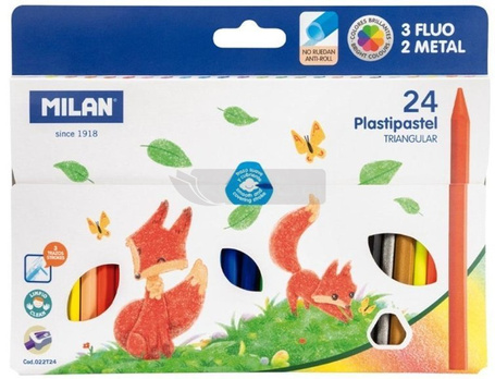 Kredki świecowe Pastipastel trójkątne 24 kol MILAN