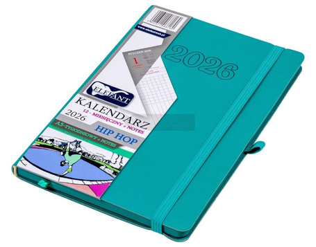 Kalendarz 2026 A5 12M + notes Hip hop turkusowy