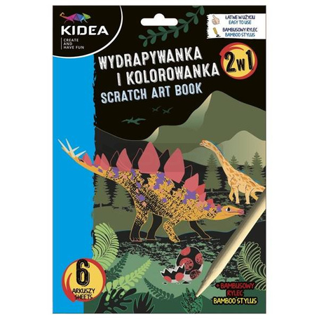 Wydrapywanka i kolorowanka 2w1 Dinozaury KIDEA