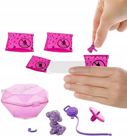 Lalka Barbie Color Reveal brokatowe zwierzątko GTT10
