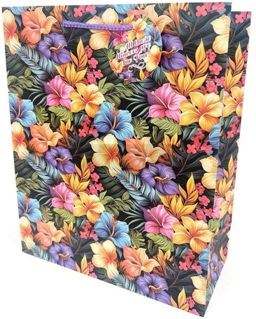 Torebka ozdobna matowa 26x32x12cm Kwiaty