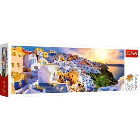 Puzzle 1000 Panorama Zachód słońca na Santorini