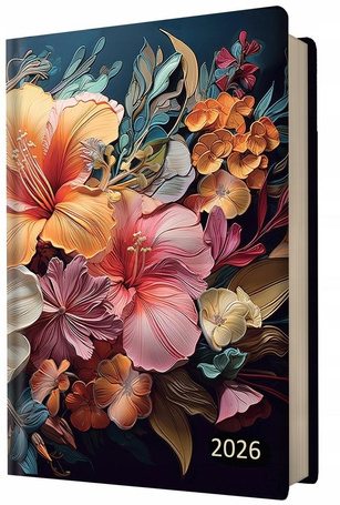 Kalendarz 2026 A5 dzienny z gumką kwiaty