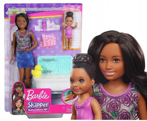 LALKA BARBIE OPIEKUNKA DO DZIECKA lalka Barbie z bobaskiem + wanna FXH06