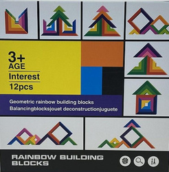 Klocki drewniane tęczowe kreatywne
