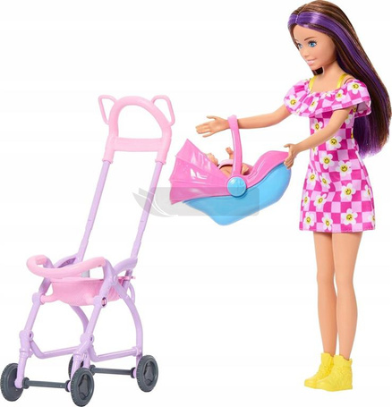 LALKA BARBIE SKIPPER OPIEKUNKA Z WÓZKIEM I BOBASEM zestaw do zabawy JJB42
