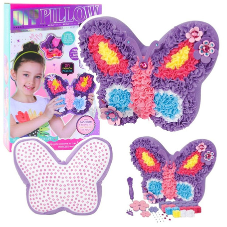 DIY poduszka do szycia wyszywanka motylek fiolet