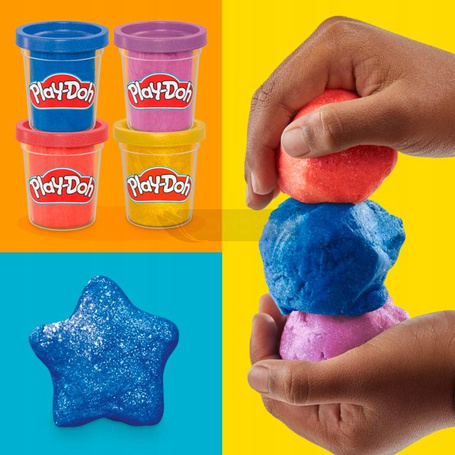 PLAY DOH CIASTOLINA zestaw 4 TUB z ciastoliną błyszczącą +2 lata G1737