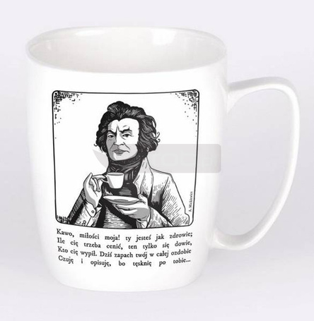 Kubek ceramiczny biały Adam Mickiewicz