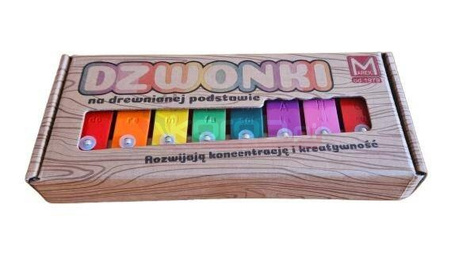 Dzwonki 8-tonowe kolorowe na drewnianej ramie