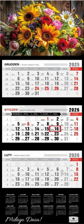 Kalendarz 2026 trójdzielny premium bukiet