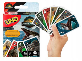 GRA KARTY UNO JURASSIC WORLD ODRODZENIE oryginalne kultowe karty Uno JFT28