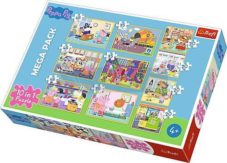 Puzzle 10w1 Świnka Peppa - z przyjaciółmi