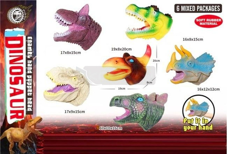 Pacynka głowa dinozaura z miękkiej gumy MIX